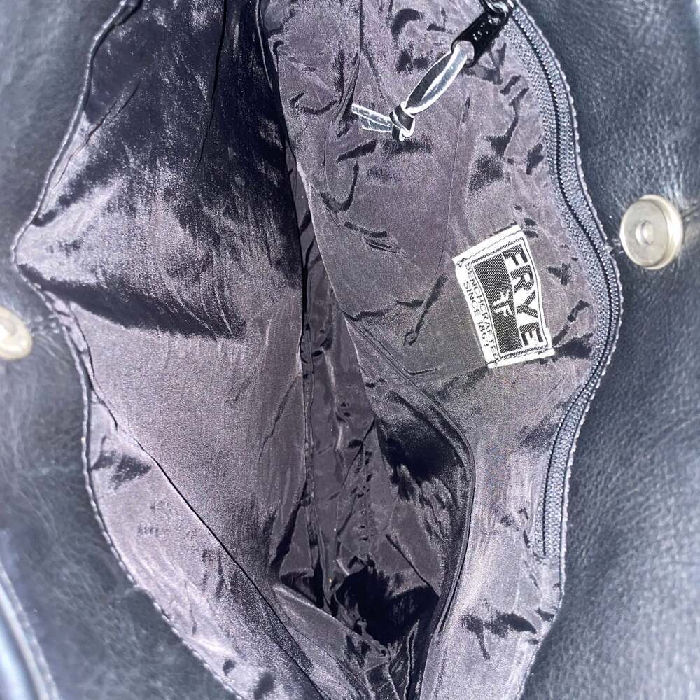 FRYE Black Leather Hobo Shoulder Bag Tote - Picture 5 of 8